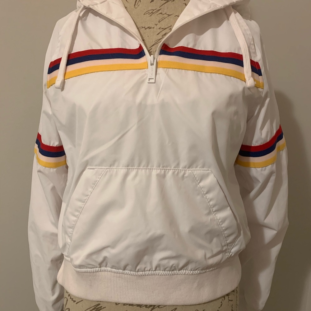 Hollister White Cropped Windbreaker, size XS